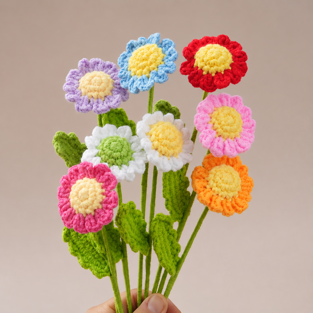 10 Pcs Handmade Crochet Daisy Flowers
