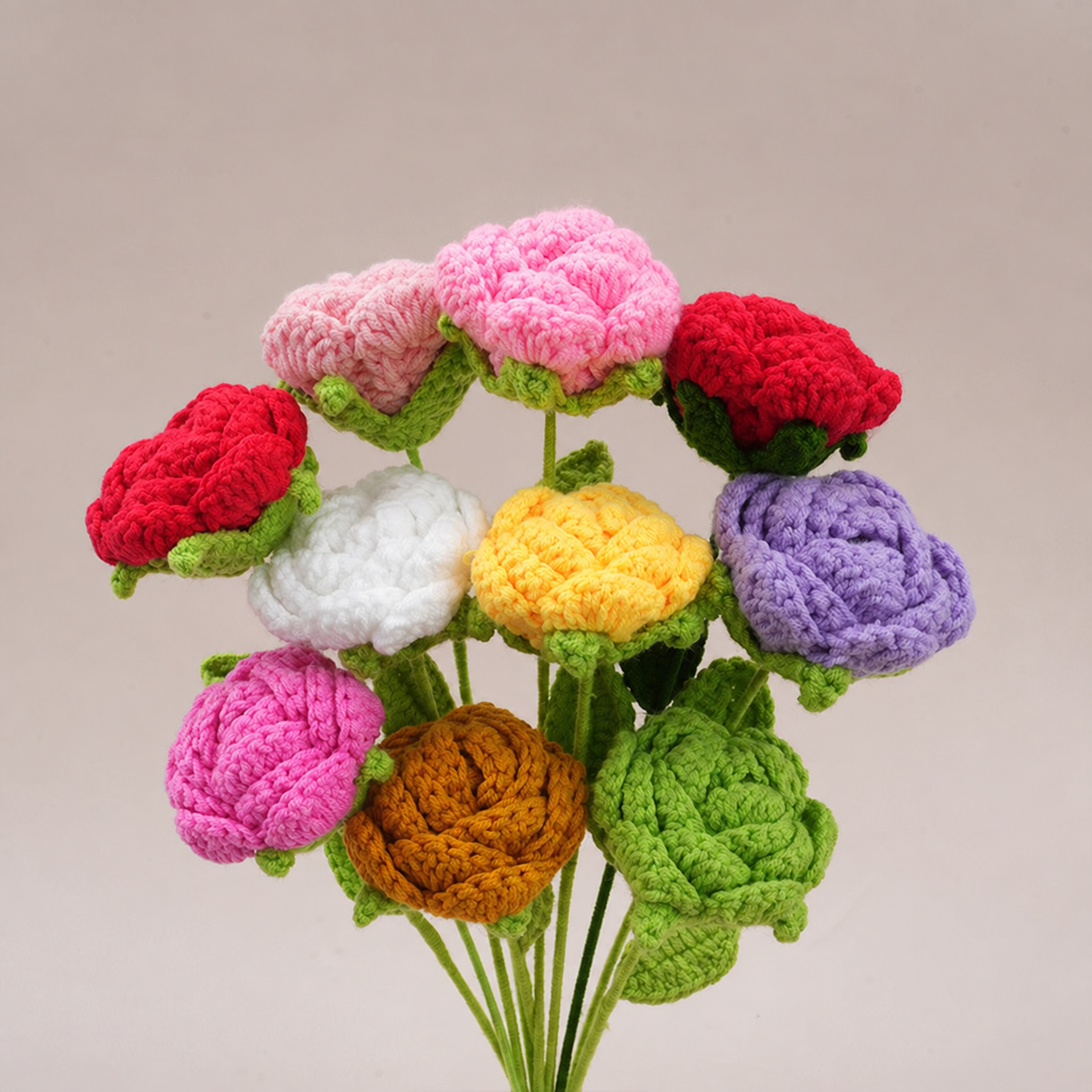 10 Pcs Handmade Crochet Rose Flowers