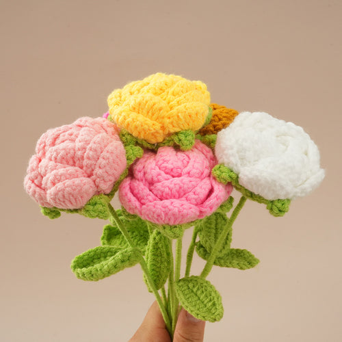 10 Pcs Handmade Crochet Rose Flowers