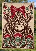 Christmas Highland Cow Mosaic Crochet Pattern -Digital Download