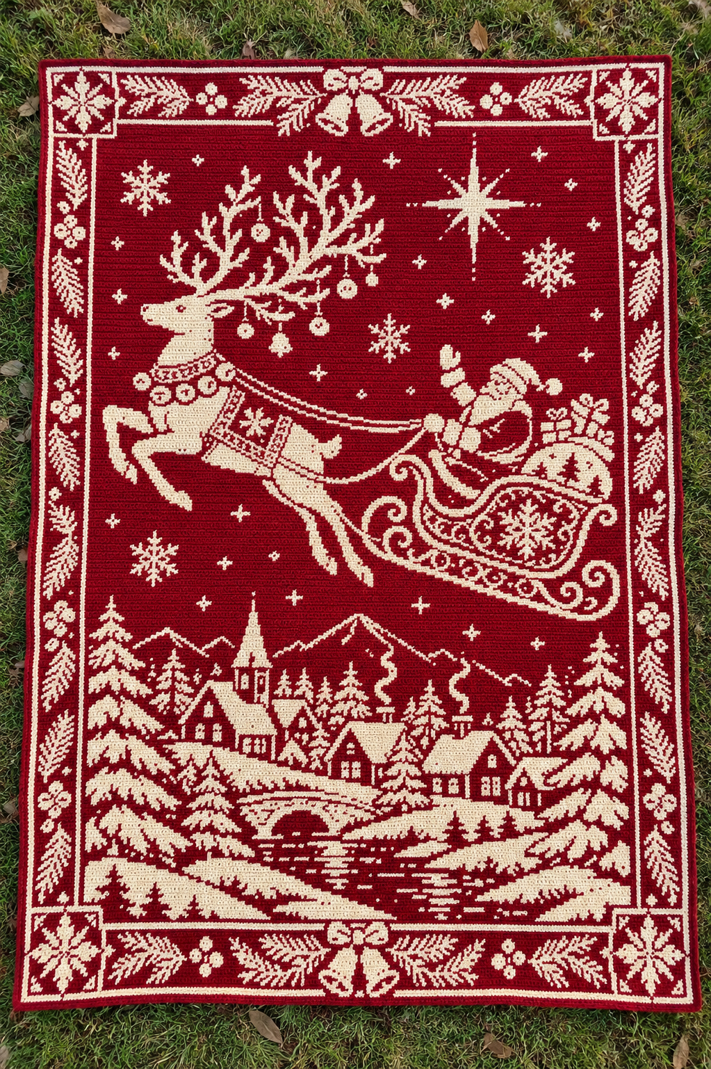 Santa Reindeer Village Crochet Mosaic Pattern-Digital Download