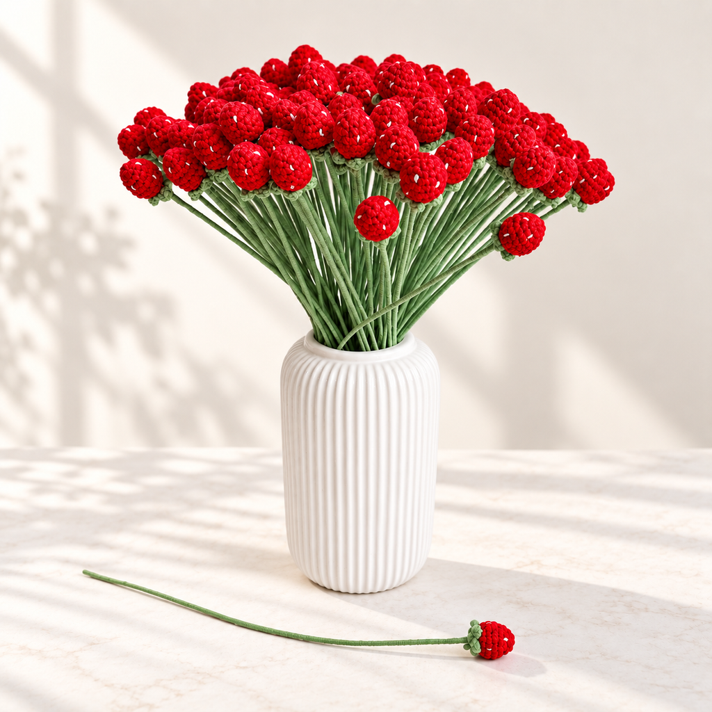 Crochet Strawberry Stems-10-Pack