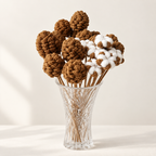 Crochet Pine Cone & Cotton Stems-10-Pack