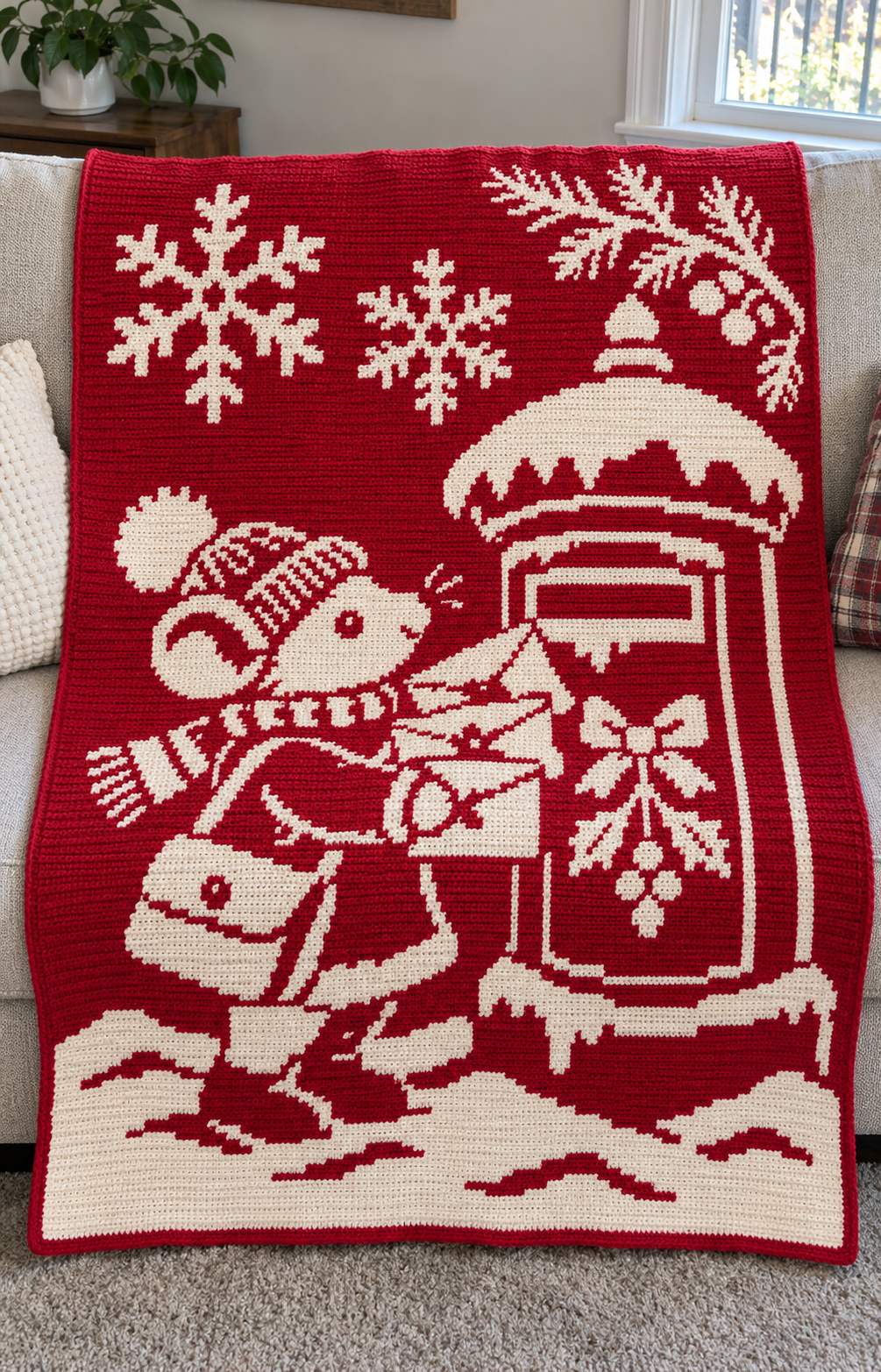 CHRISTMAS MOUSE MAIL | Large-Format Crochet Mosaic Pattern-Digital Download