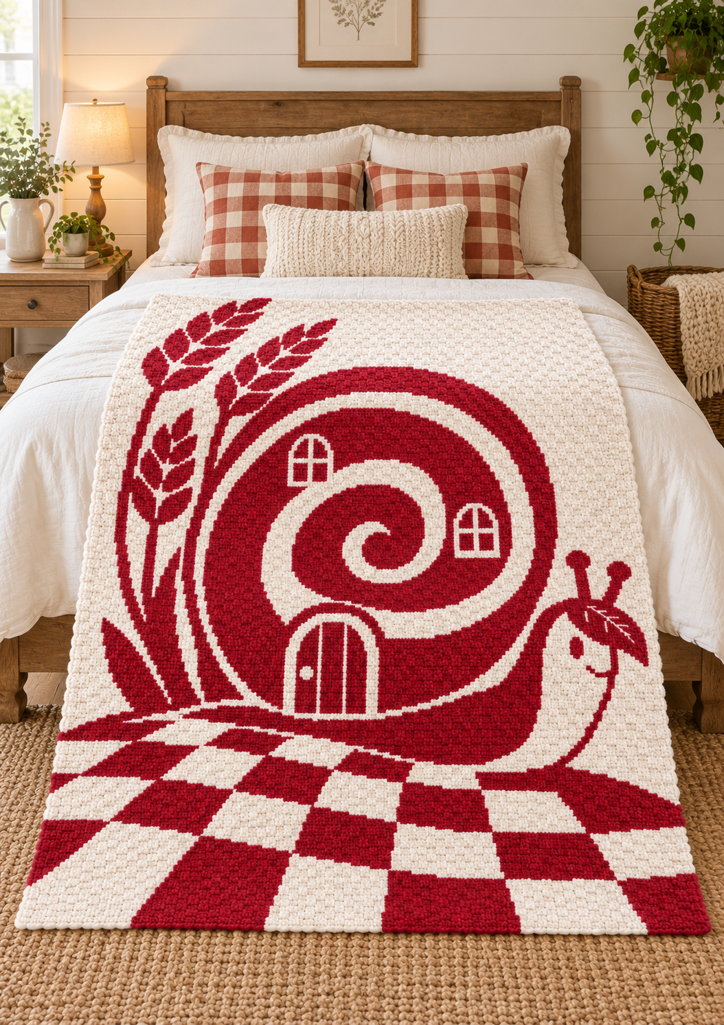 Snail House Garden C2C Crochet Mosaic Pattern-Digital Download