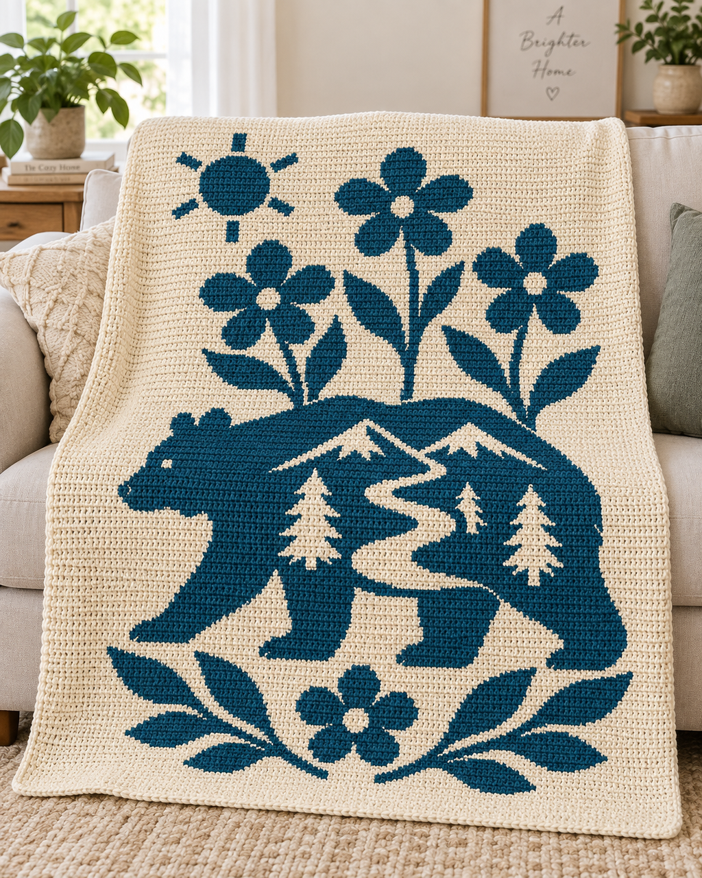 Bear Mountain River C2C Crochet Mosaic Pattern-Digital Download