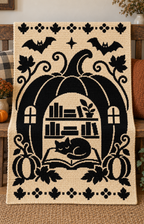 Halloween Library Cat C2C Crochet Mosaic Pattern-Digital Download