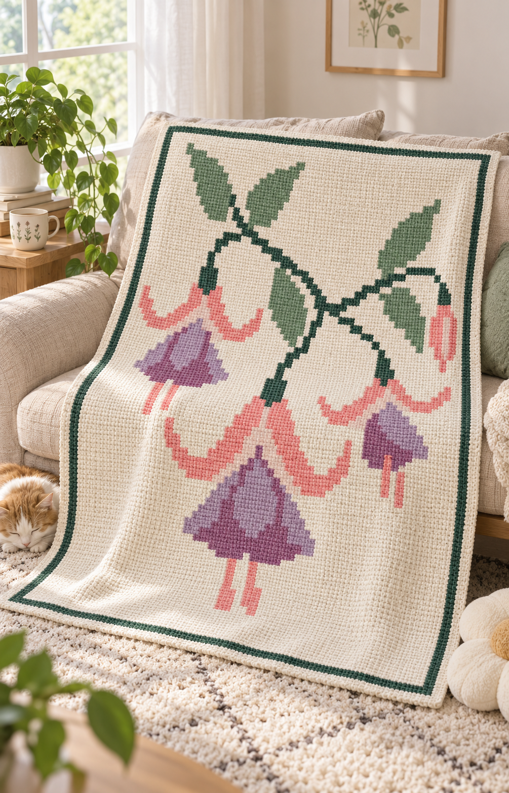 Blue Delphinium C2C Blanket Pattern PDF-Digital Download
