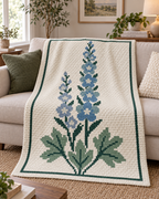 Blue Purple Delphinium C2C Blanket Pattern PDF-Digital Download