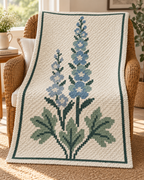 Blue Purple Delphinium C2C Blanket Pattern PDF-Digital Download