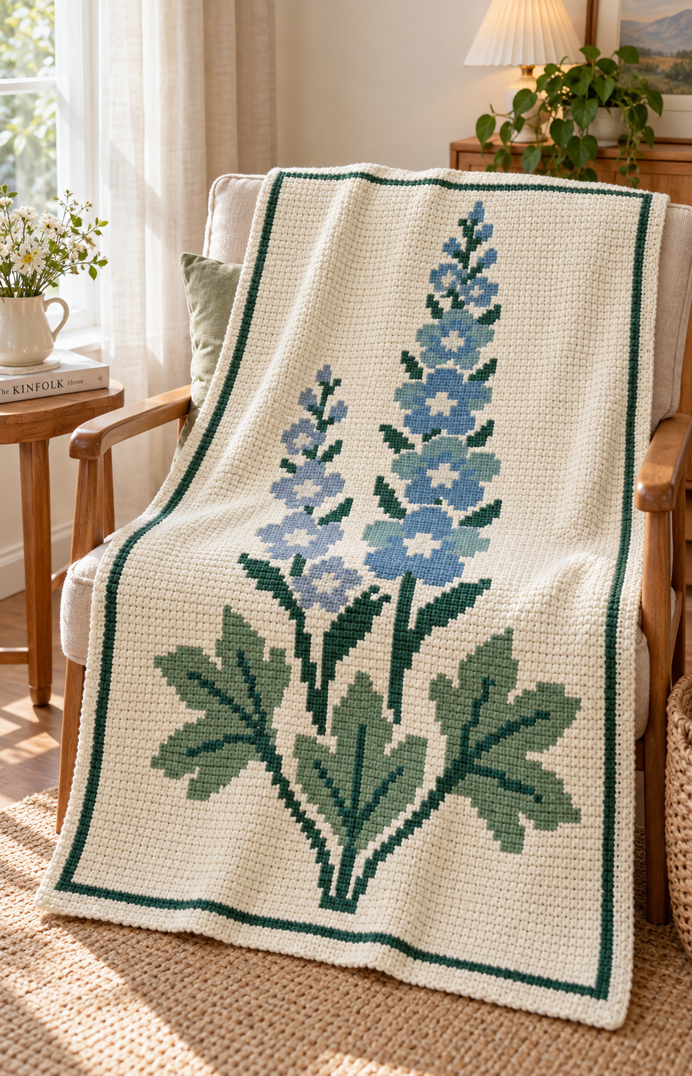 Blue Purple Delphinium C2C Blanket Pattern PDF-Digital Download