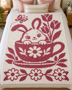 Bunny Teacup Tulips C2C Crochet Mosaic Pattern-Digital Download