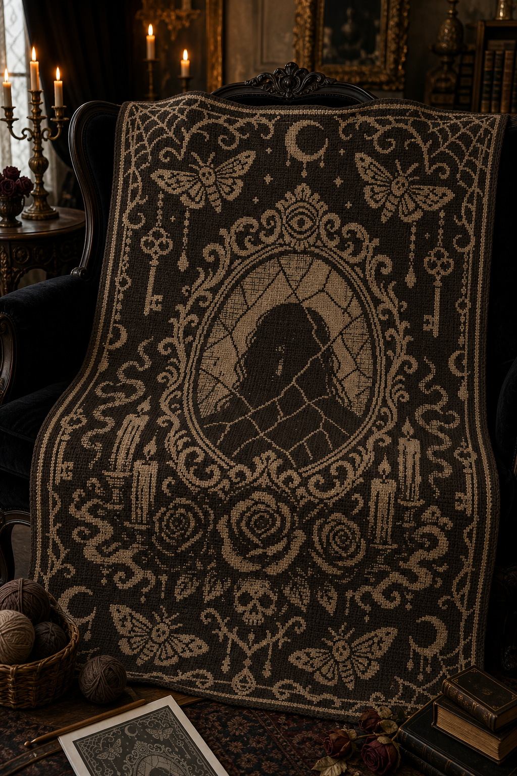 Gothic Mirror Lady C2C Crochet Mosaic Pattern-Digital Download