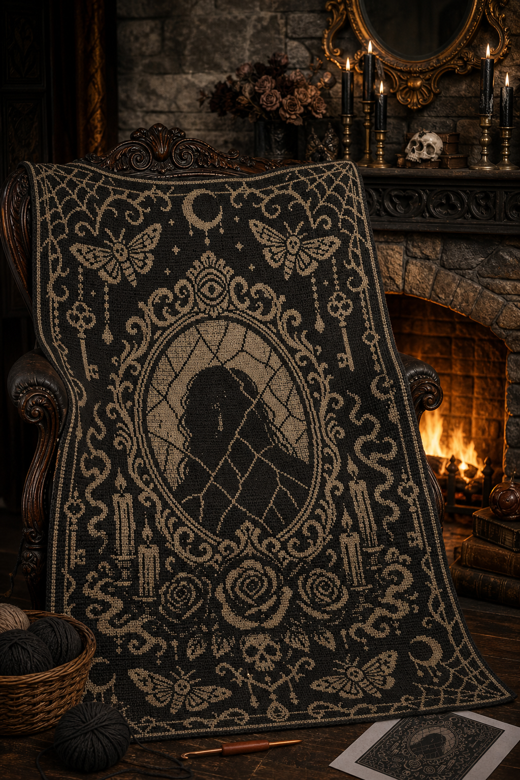 Gothic Mirror Lady C2C Crochet Mosaic Pattern-Digital Download