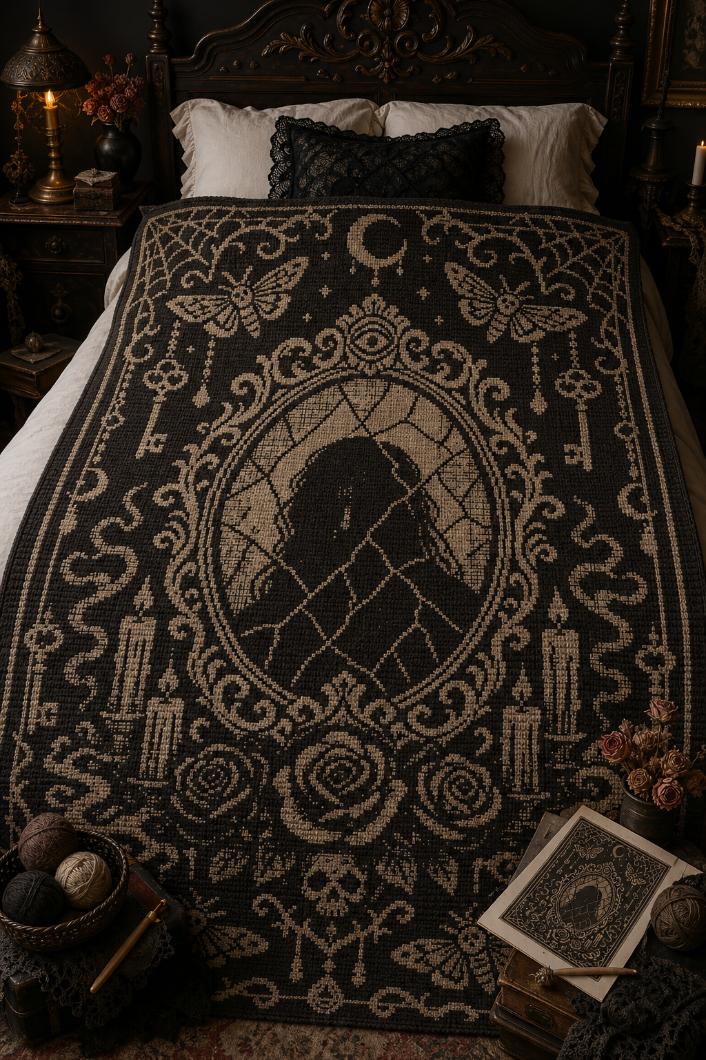 Gothic Mirror Lady C2C Crochet Mosaic Pattern-Digital Download