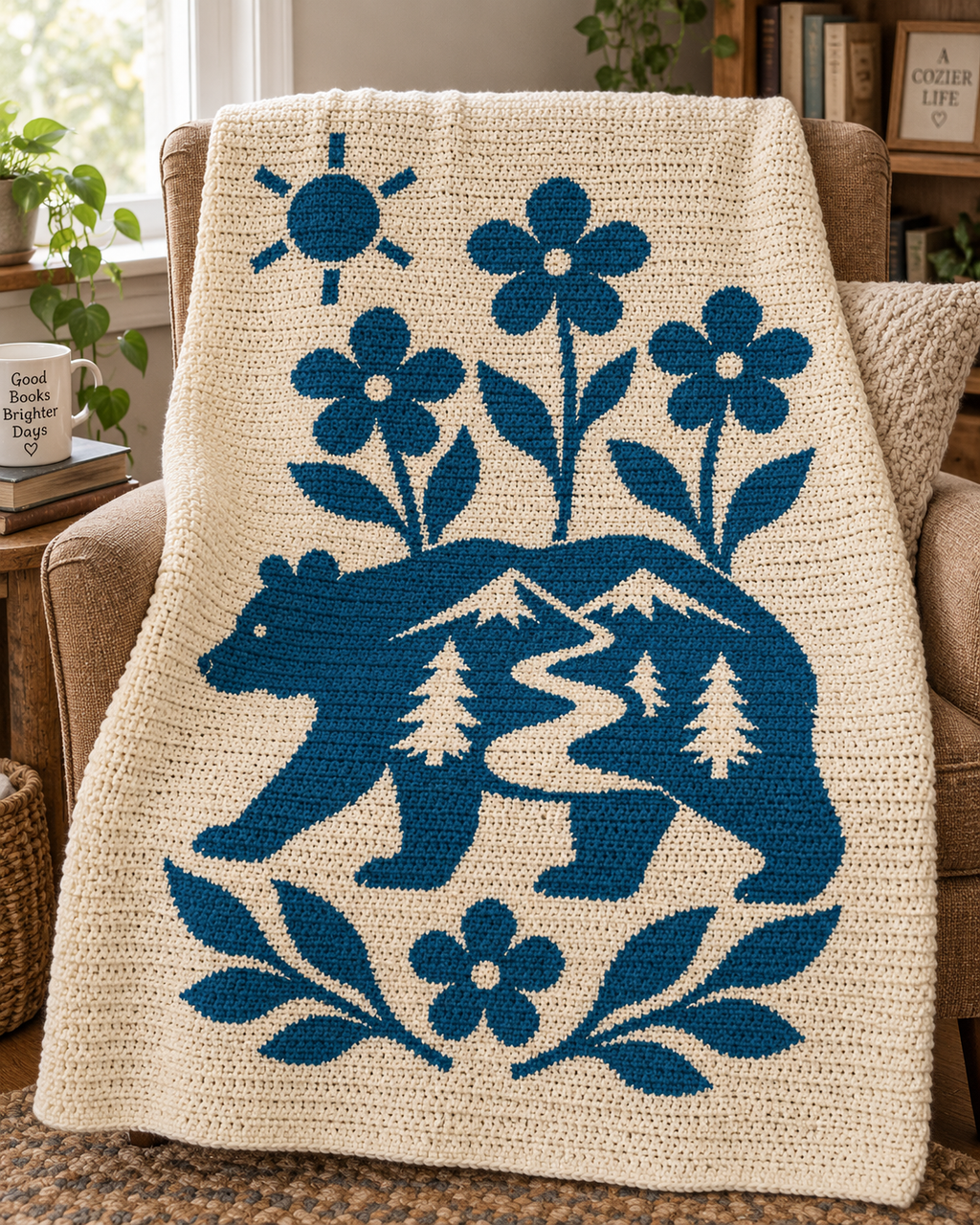 Bear Mountain River C2C Crochet Mosaic Pattern-Digital Download