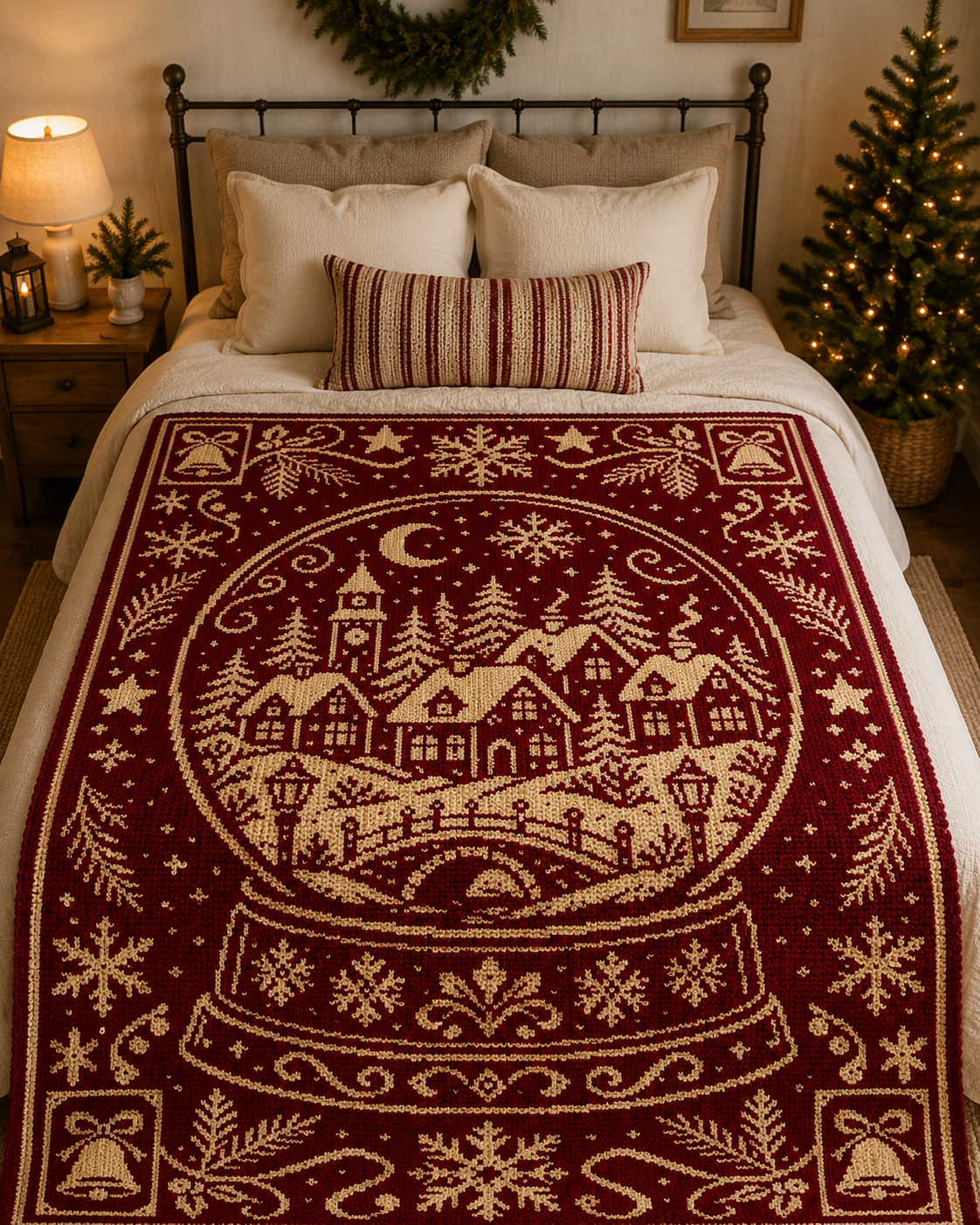 Christmas Snowglobe Village C2C Crochet Mosaic Pattern-Digital Download