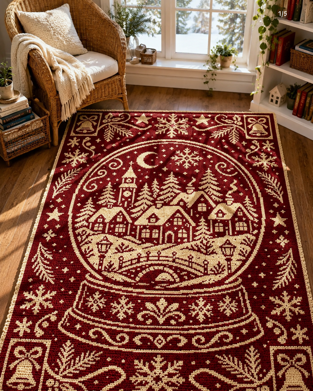Christmas Snowglobe Village C2C Crochet Mosaic Pattern-Digital Download