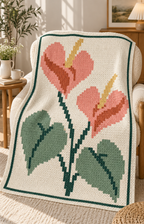 Coral Anthurium C2C Blanket Pattern PDF-Digital Download