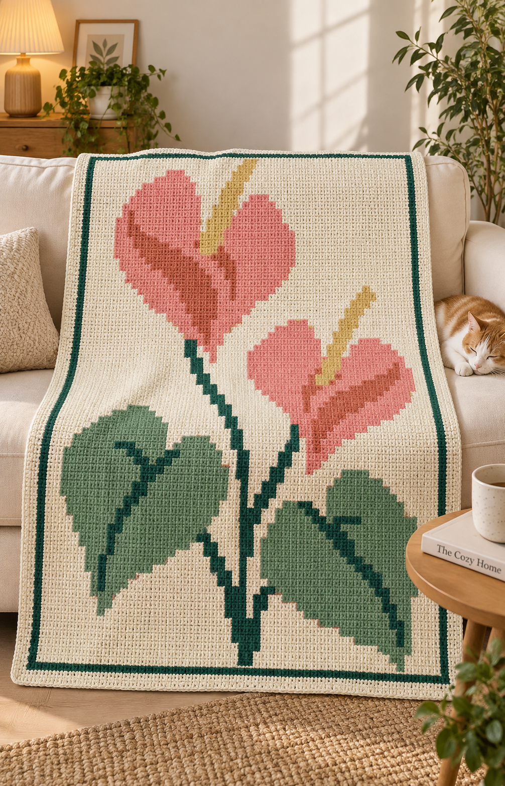 Coral Anthurium C2C Blanket Pattern PDF-Digital Download