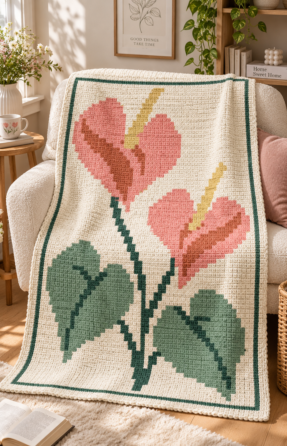 Coral Anthurium C2C Blanket Pattern PDF-Digital Download