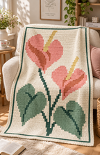 Coral Anthurium C2C Blanket Pattern PDF-Digital Download