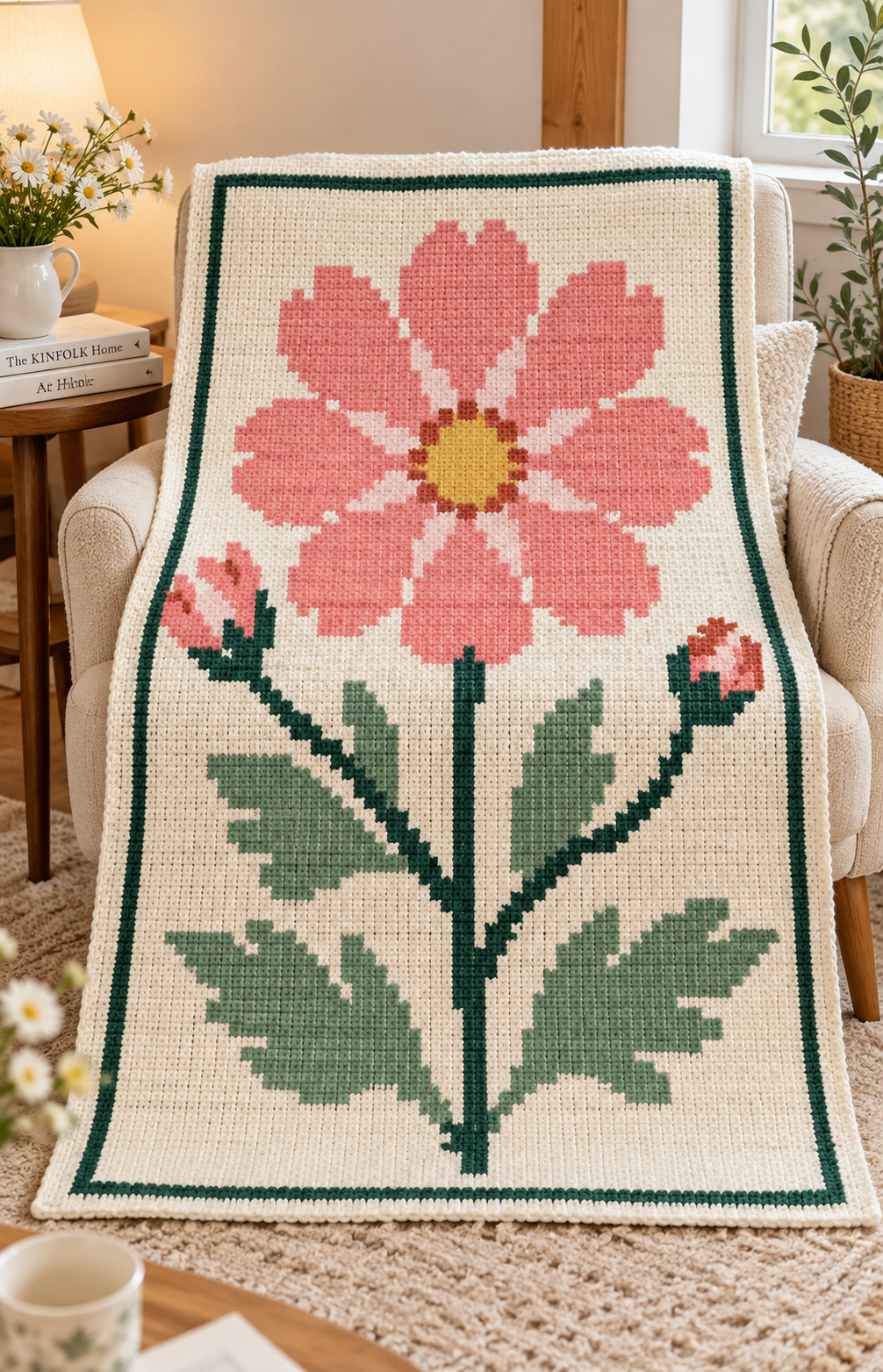 Coral Wildflower C2C Crochet Blanket Pattern PDF-Digital Download
