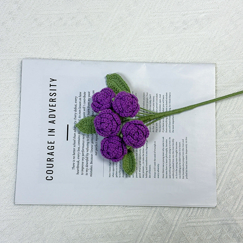 Crochet 5-Head Rose Stems-10-Pack