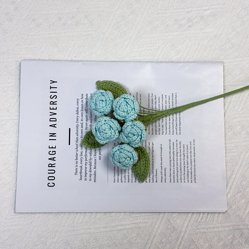 Crochet 5-Head Rose Stems-10-Pack