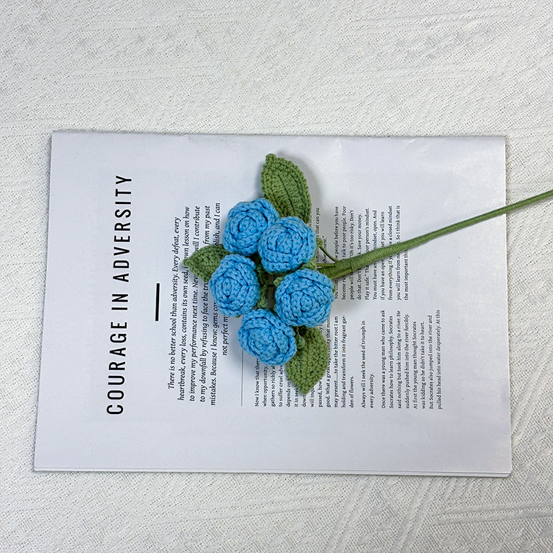 Crochet 5-Head Rose Stems-10-Pack