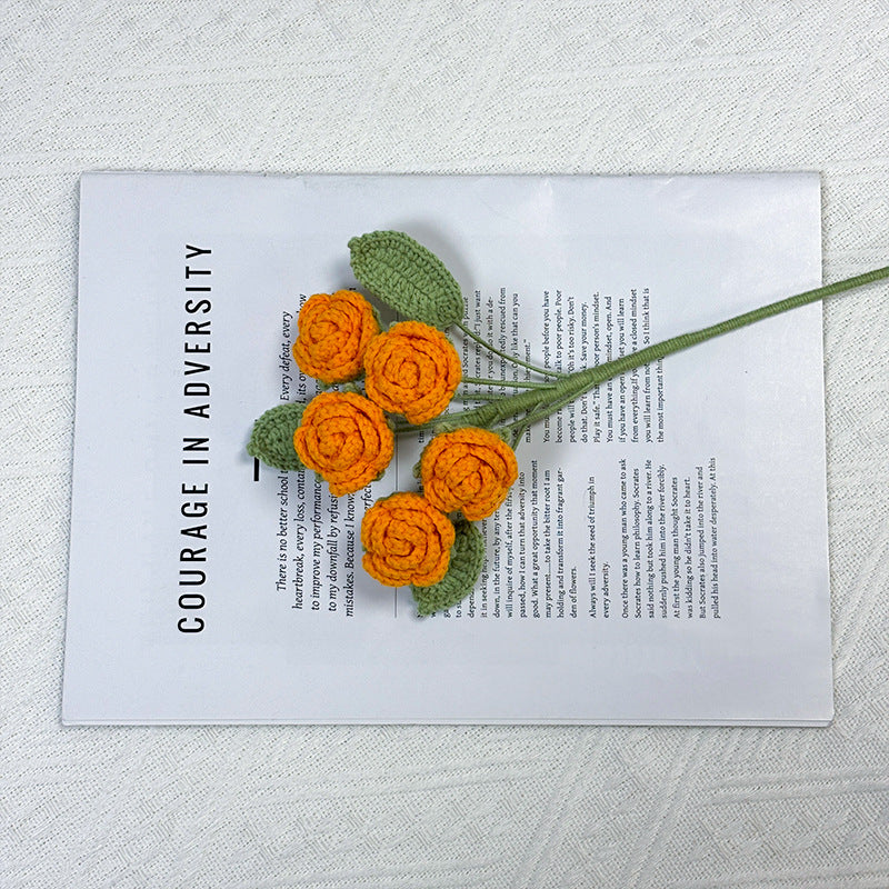 Crochet 5-Head Rose Stems-10-Pack