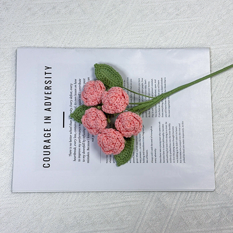 Crochet 5-Head Rose Stems-10-Pack