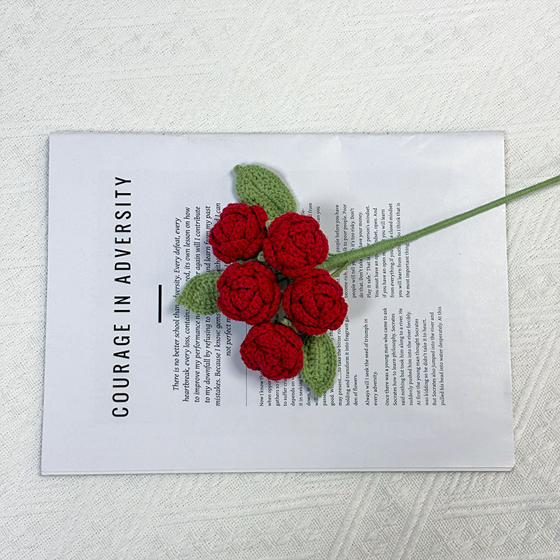 Crochet 5-Head Rose Stems-10-Pack