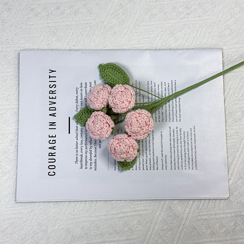 Crochet 5-Head Rose Stems-10-Pack