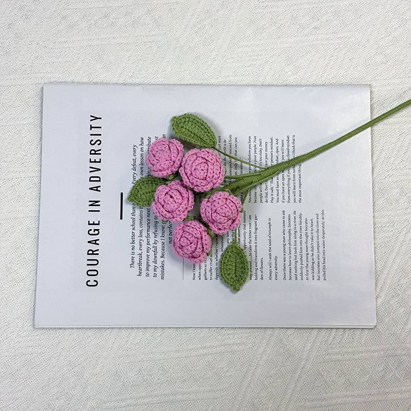 Crochet 5-Head Rose Stems-10-Pack