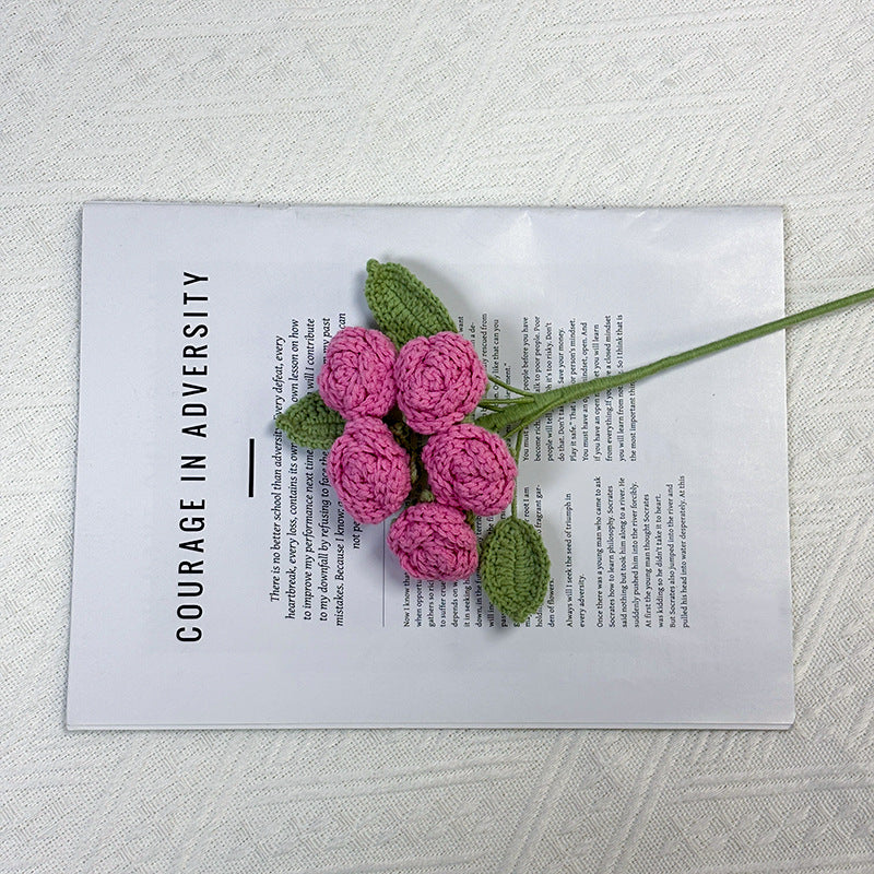 Crochet 5-Head Rose Stems-10-Pack