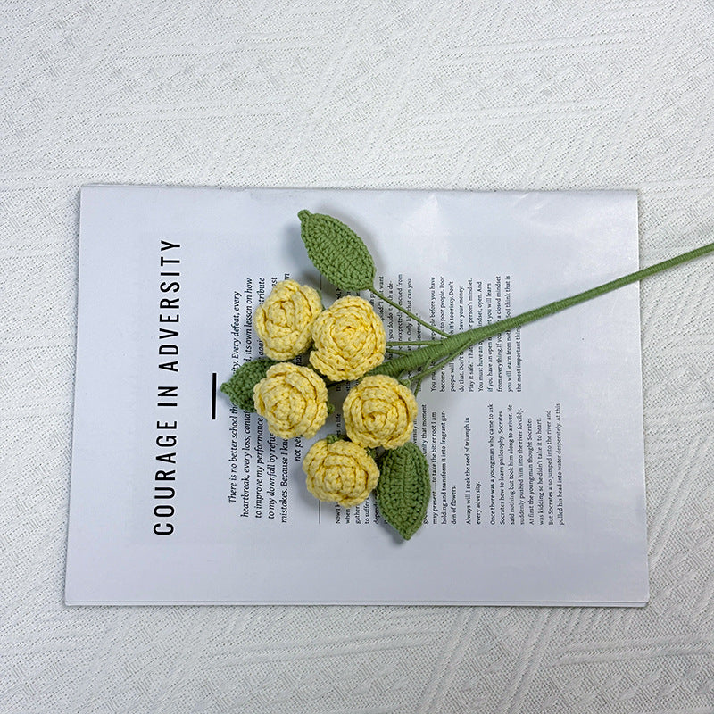 Crochet 5-Head Rose Stems-10-Pack