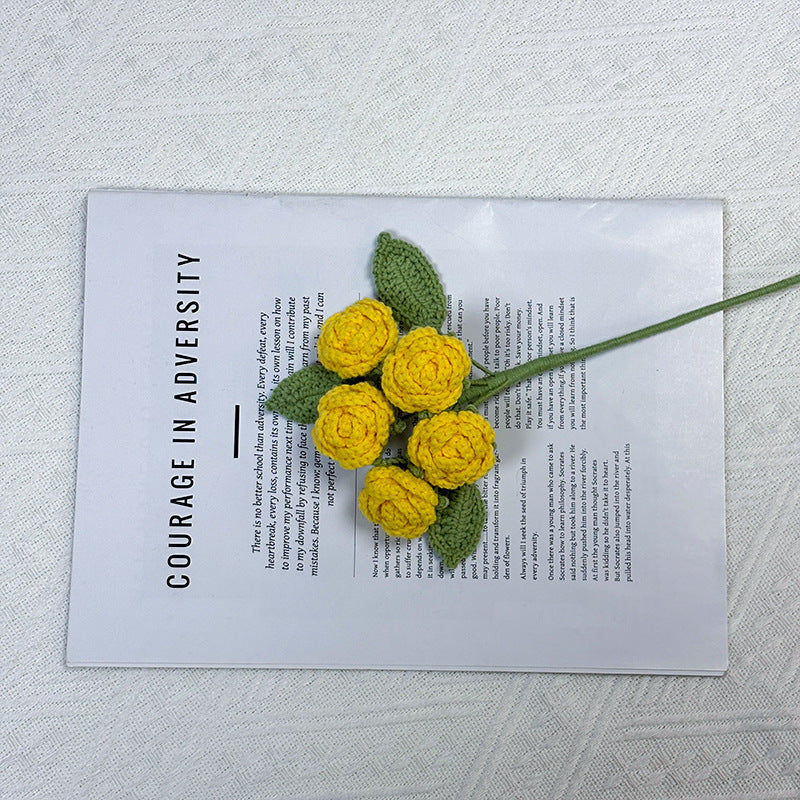 Crochet 5-Head Rose Stems-10-Pack
