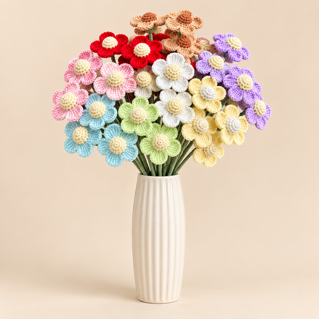 Crochet Afghan Flower Stems-10-Pack