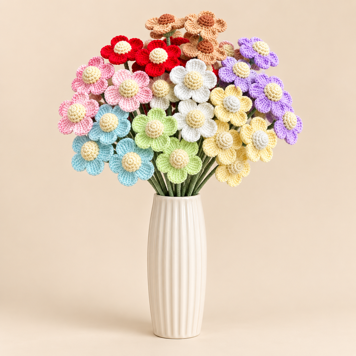 Crochet Afghan Flower Stems-10-Pack