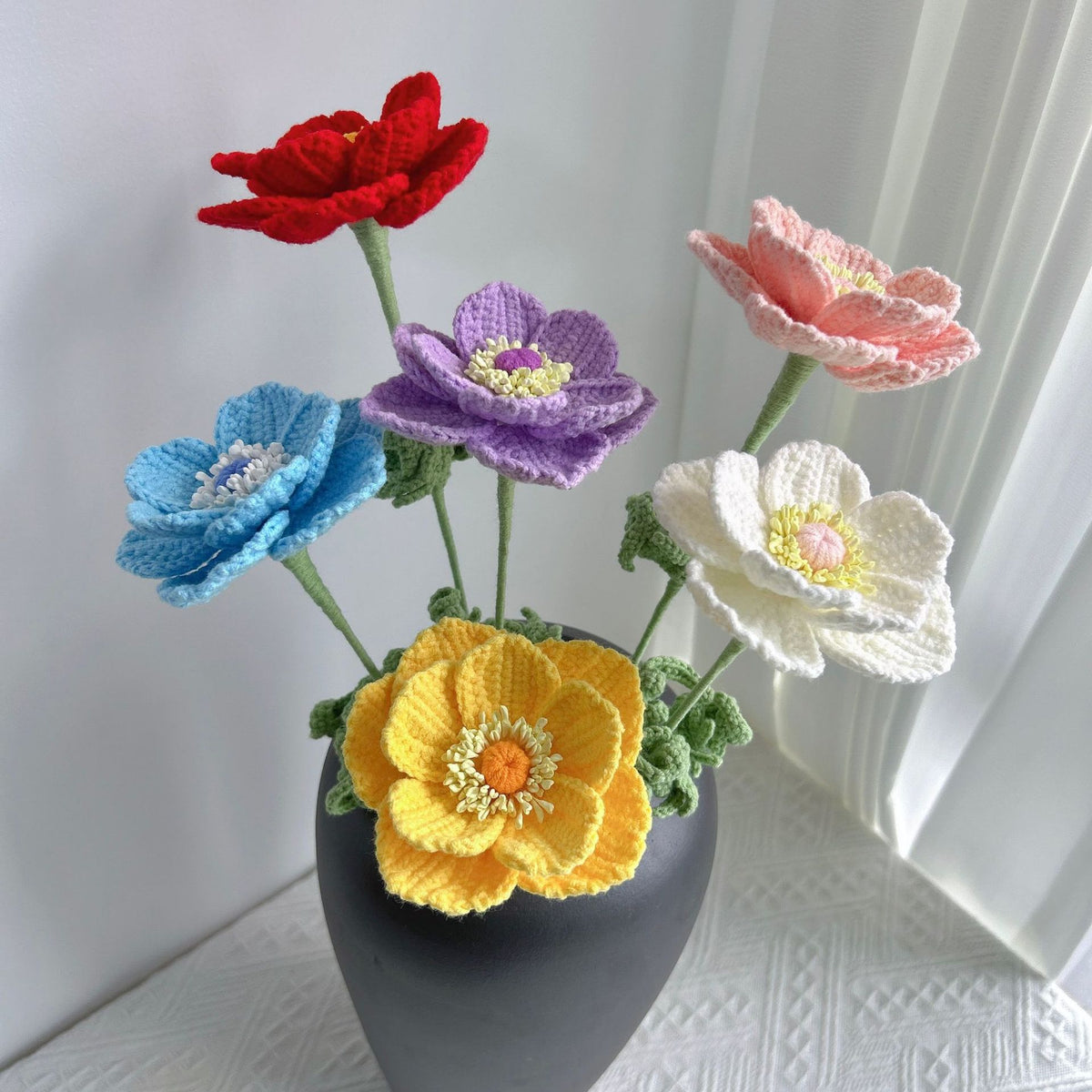Crochet Anemone Flowers-10-Pack