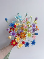 Crochet Blue-Eyed Daisy Flower Stems-10-Pack