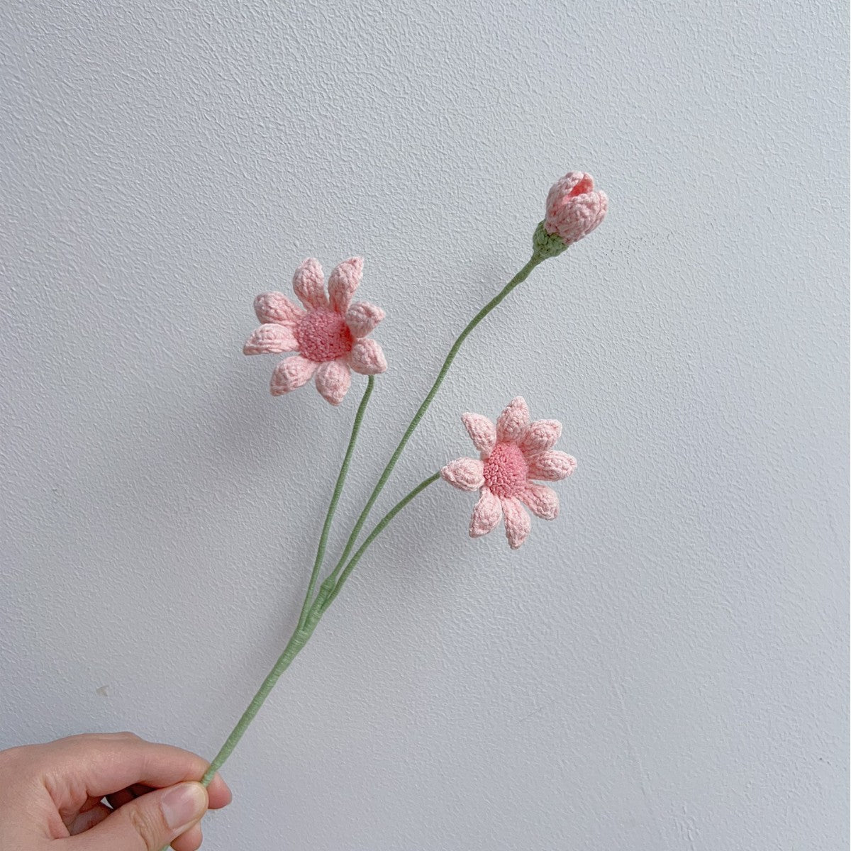 Crochet Blue-Eyed Daisy Flower Stems-10-Pack