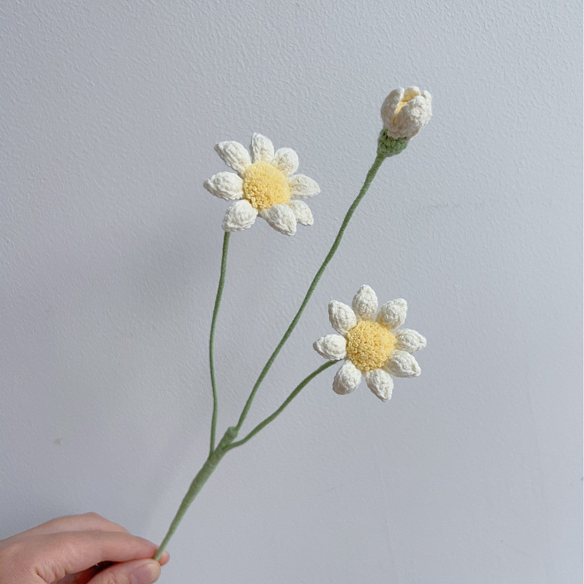 Crochet Blue-Eyed Daisy Flower Stems-10-Pack