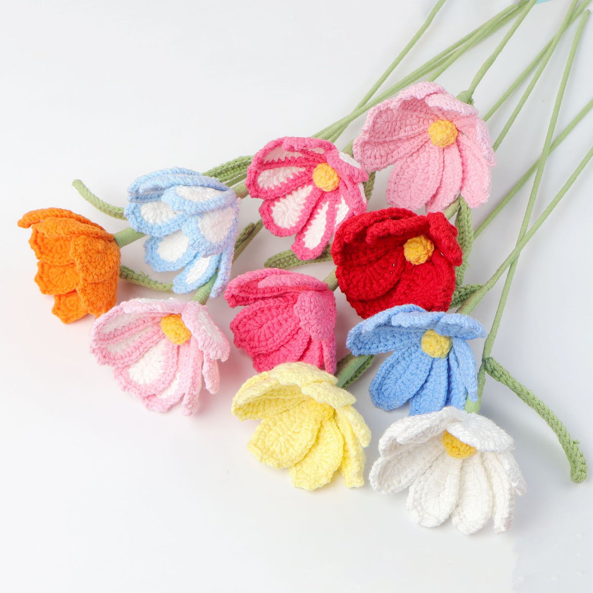 Crochet Cosmos Flower Stems–10-Pack