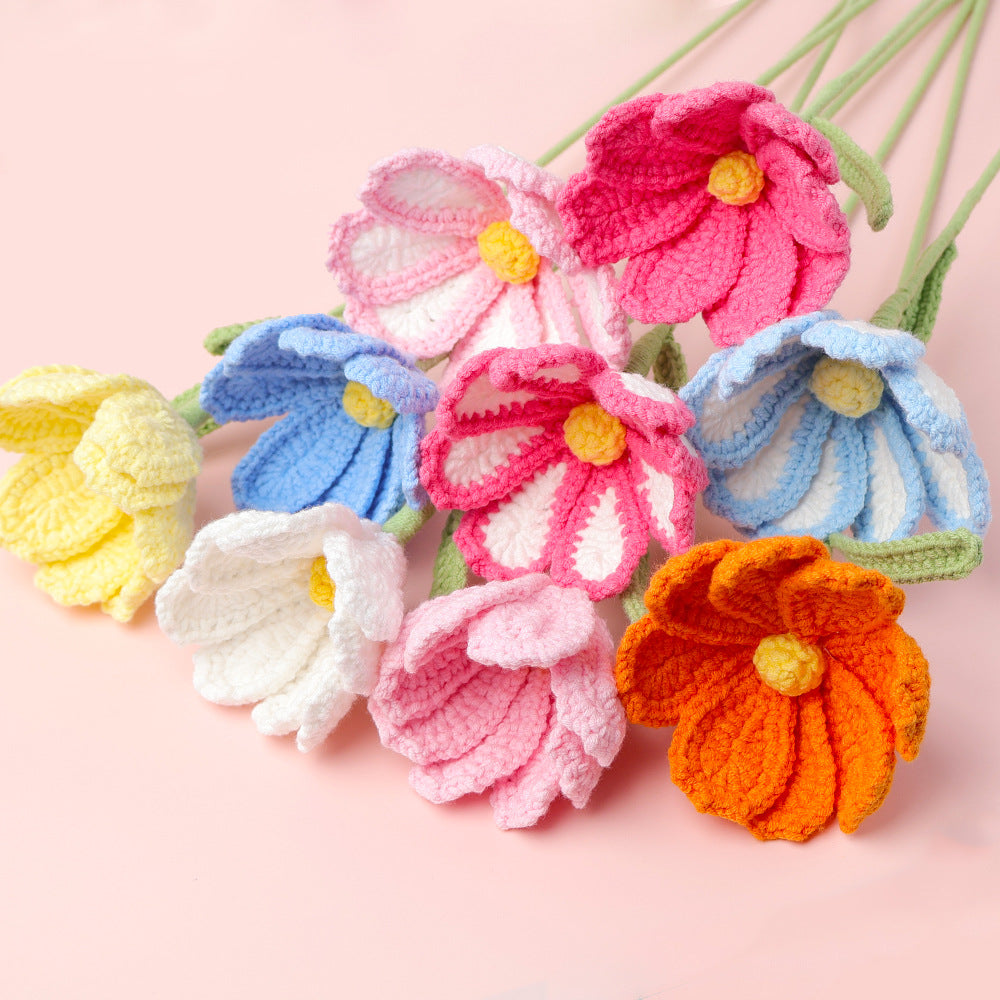 Crochet Cosmos Flower Stems–10-Pack