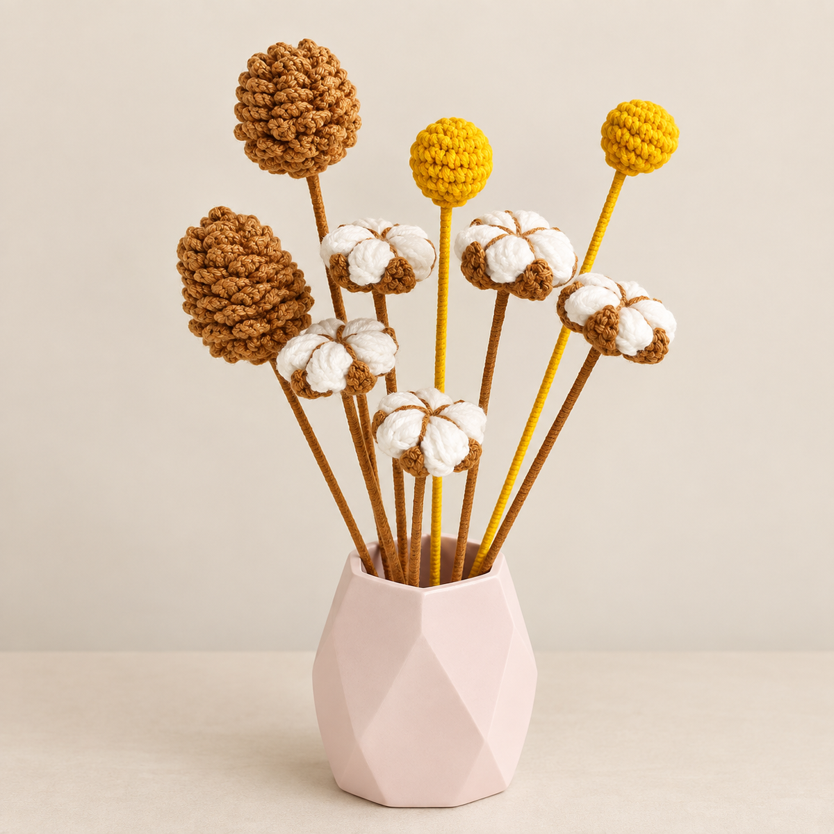 Crochet Cotton, Pine Cone & Berry Stems-10-Pack