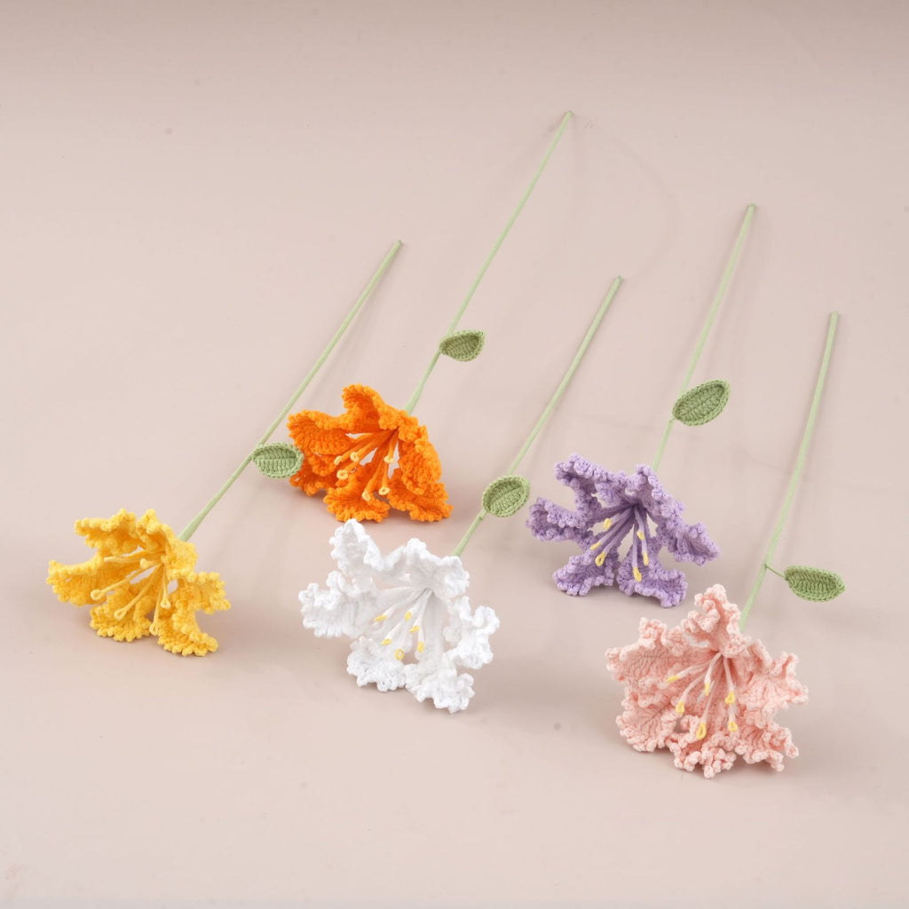 10-Stem Crochet Crape Myrtle Flowers – Handmade Artificial Floral Decor