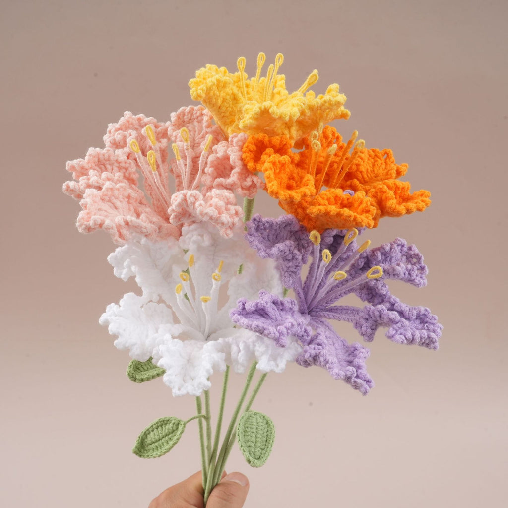 10-Stem Crochet Crape Myrtle Flowers – Handmade Artificial Floral Decor