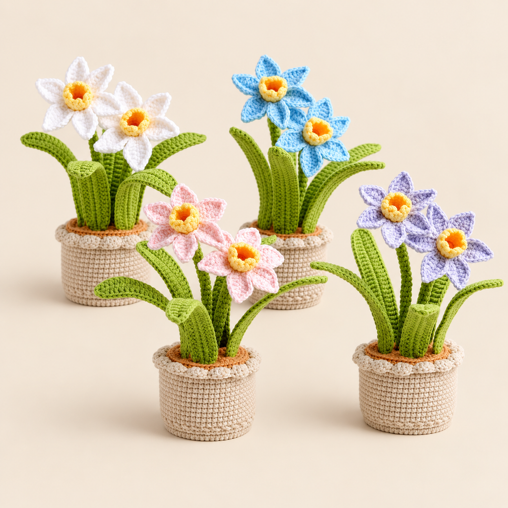 Crochet Daffodil Potted Plant-2-Pack